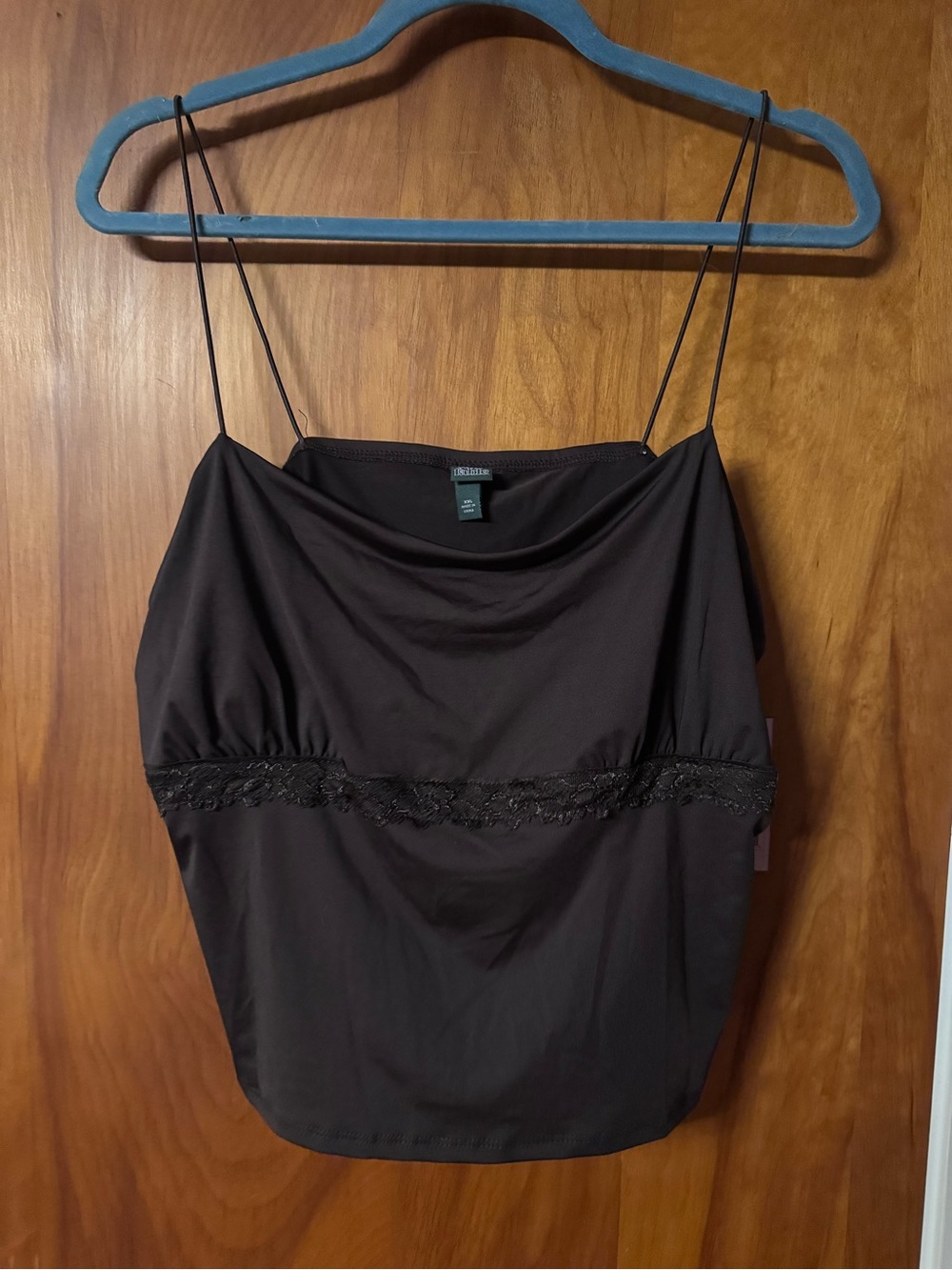 wild fable Black Lace-Trim Cowl Neck Camisole
